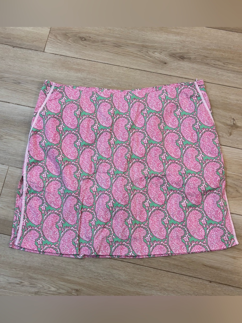 Golftini Golf Skirt Pink Green Pockets Women’s Sz 16L Cotton Blend USA